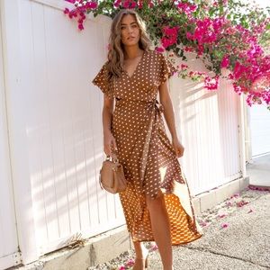 Adorable polka dot wrap dress